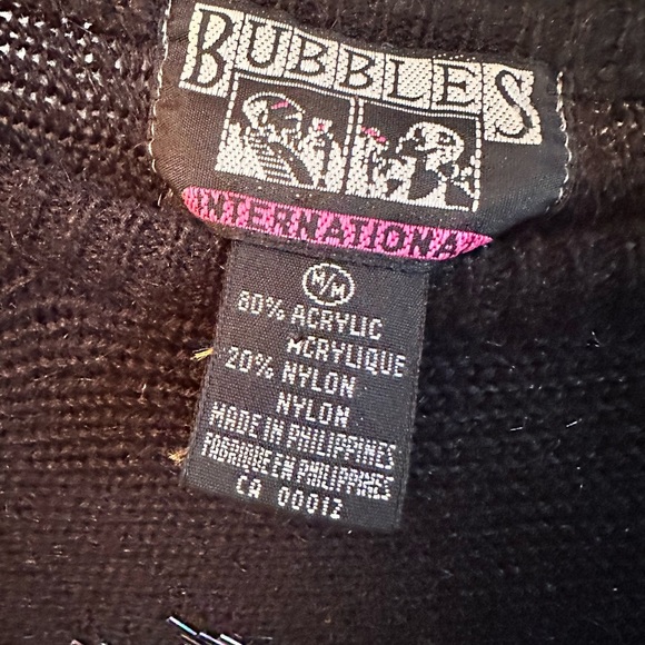 Vintage 80s/90s Bubbles International Black Sequin Beaded Floral Sweater, M - Picture 4 of 4